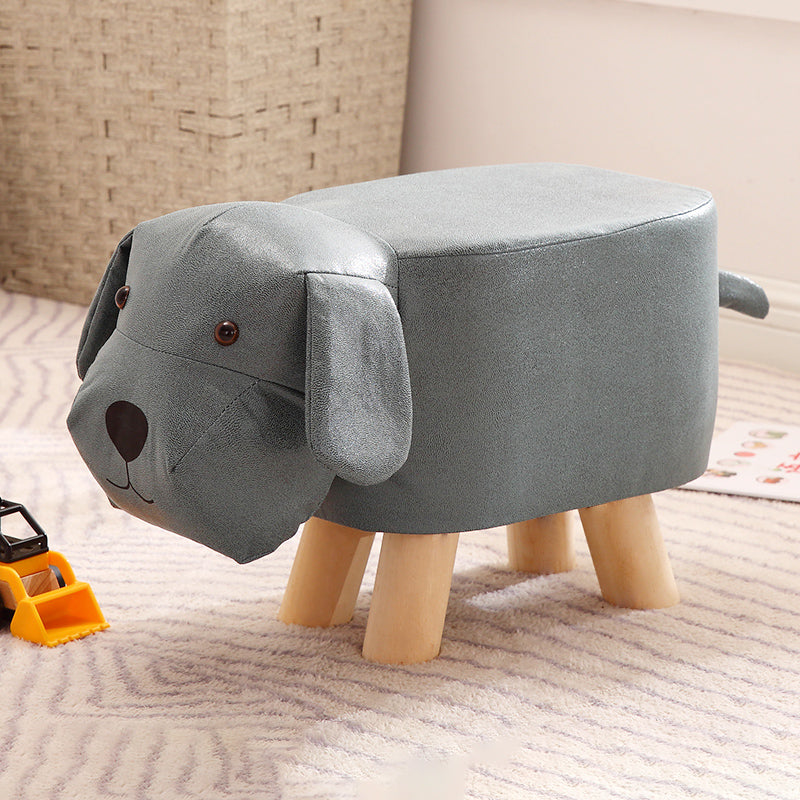 Contemporary Ottoman Faux Leather Solid Wood Frame Upholstered Dog Shape Ottoman Blue 1 Piece Clearhalo 'furn' 'furn_ottomans_poufs' 'Furniture' 'Living Room Furniture' 'Ottomans & Poufs' 'ottomans_poufs' 6424949