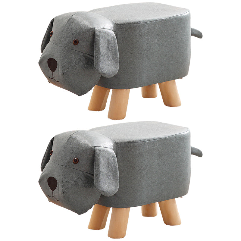 Contemporary Ottoman Faux Leather Solid Wood Frame Upholstered Dog Shape Ottoman Blue 2 Piece Set Clearhalo 'furn' 'furn_ottomans_poufs' 'Furniture' 'Living Room Furniture' 'Ottomans & Poufs' 'ottomans_poufs' 6424950