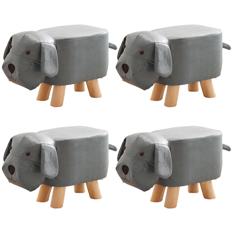 Contemporary Ottoman Faux Leather Solid Wood Frame Upholstered Dog Shape Ottoman Blue 4 Piece Set Clearhalo 'furn' 'furn_ottomans_poufs' 'Furniture' 'Living Room Furniture' 'Ottomans & Poufs' 'ottomans_poufs' 6424951