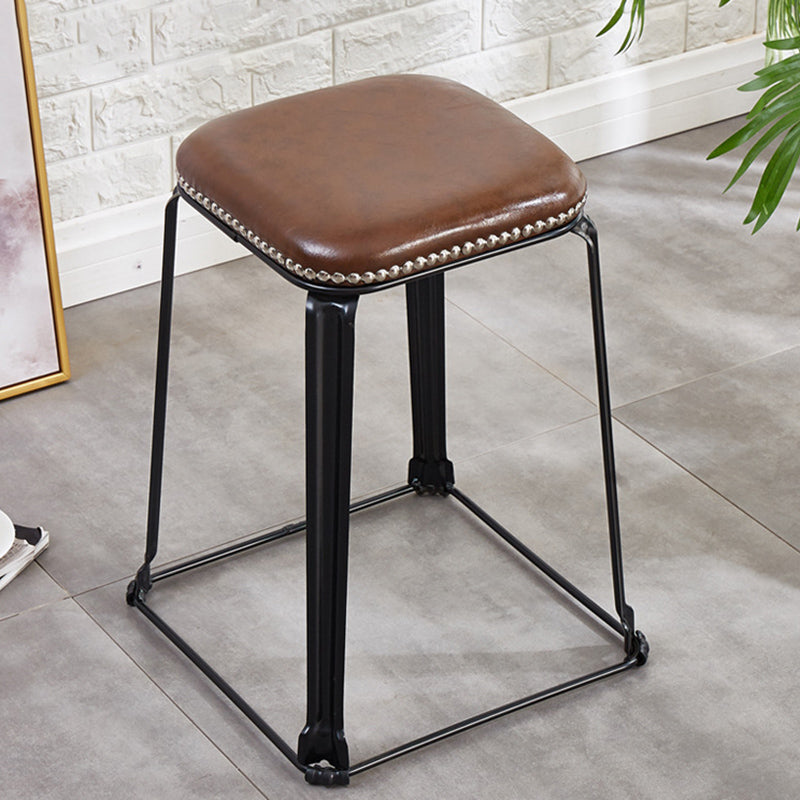 Modern Square Poof Solid Water Resistant Faux Leather Poof with Nailhead Trim Brown 1 Piece Clearhalo 'furn' 'furn_ottomans_poufs' 'Furniture' 'Living Room Furniture' 'Ottomans & Poufs' 'ottomans_poufs' 6424954