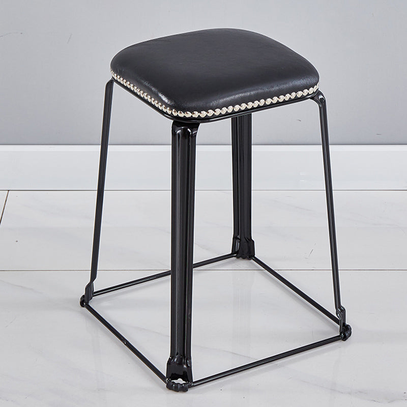 Modern Square Poof Solid Water Resistant Faux Leather Poof with Nailhead Trim Black 1 Piece Clearhalo 'furn' 'furn_ottomans_poufs' 'Furniture' 'Living Room Furniture' 'Ottomans & Poufs' 'ottomans_poufs' 6424975