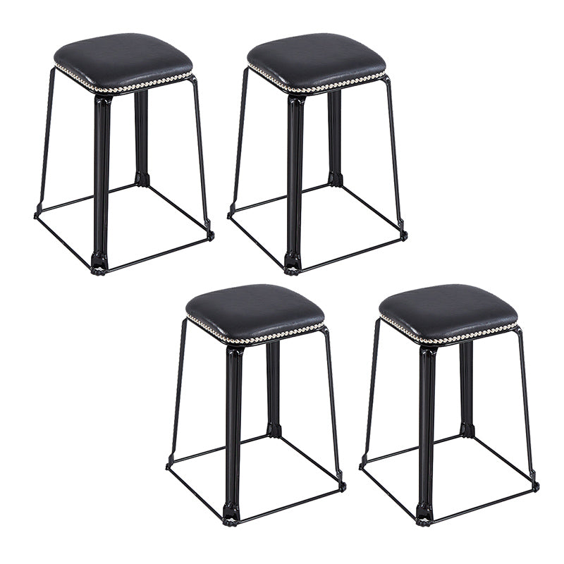 Modern Square Poof Solid Water Resistant Faux Leather Poof with Nailhead Trim Black 4 Piece Set Clearhalo 'furn' 'furn_ottomans_poufs' 'Furniture' 'Living Room Furniture' 'Ottomans & Poufs' 'ottomans_poufs' 6424977