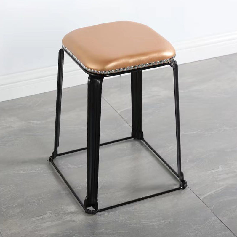 Modern Square Poof Solid Water Resistant Faux Leather Poof with Nailhead Trim Champagne 1 Piece Clearhalo 'furn' 'furn_ottomans_poufs' 'Furniture' 'Living Room Furniture' 'Ottomans & Poufs' 'ottomans_poufs' 6424981