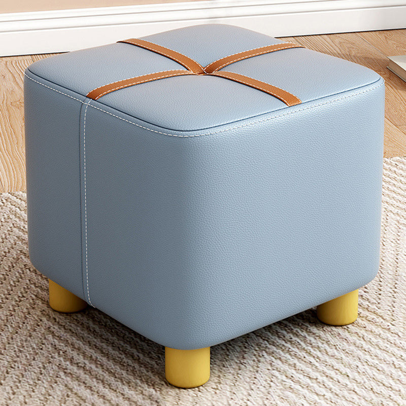 Fabric Pouf Ottoman Contrast Stripe Square Stain Resistant Modern Ottoman