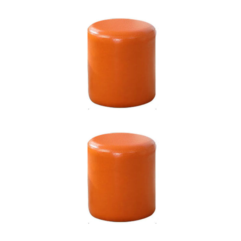 Orange Modern Pouf Water Resistant Solid Color Round Pouf for Drawing Room Orange 2 Piece Set Clearhalo 'furn' 'furn_ottomans_poufs' 'Furniture' 'Living Room Furniture' 'Ottomans & Poufs' 'ottomans_poufs' 6425070