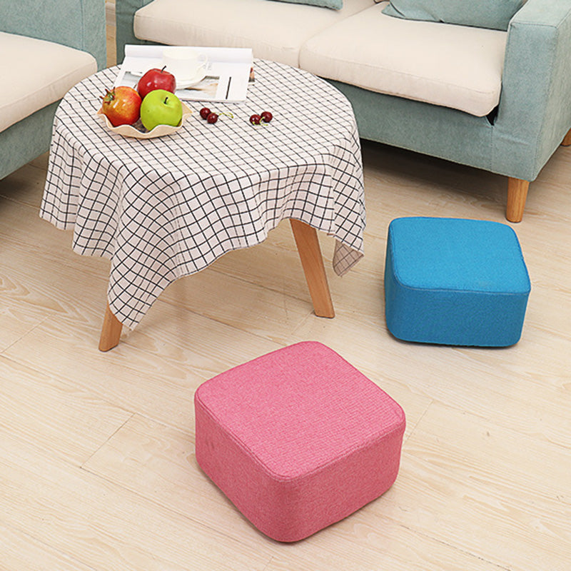 Contemporary Pouf Ottoman Fabric Upholstered Tear Resistant Square Ottoman