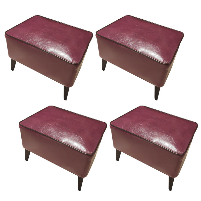 Mid-Century Modern Pouf Ottoman Faux Leather Upholstered Rectangle Ottoman with Chair Legs Violet 4 Piece Set Clearhalo 'furn' 'furn_ottomans_poufs' 'Furniture' 'Living Room Furniture' 'Ottomans & Poufs' 'ottomans_poufs' 6425119