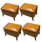 Mid-Century Modern Pouf Ottoman Faux Leather Upholstered Rectangle Ottoman with Chair Legs Yellow 4 Piece Set Clearhalo 'furn' 'furn_ottomans_poufs' 'Furniture' 'Living Room Furniture' 'Ottomans & Poufs' 'ottomans_poufs' 6425125