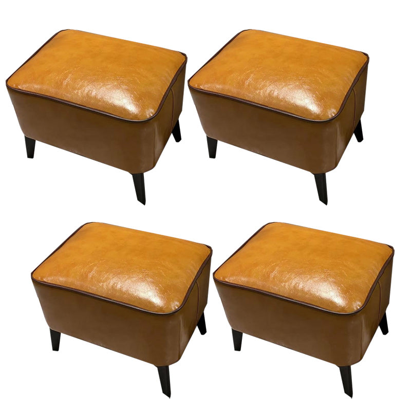 Mid-Century Modern Pouf Ottoman Faux Leather Upholstered Rectangle Ottoman with Chair Legs Yellow 4 Piece Set Clearhalo 'furn' 'furn_ottomans_poufs' 'Furniture' 'Living Room Furniture' 'Ottomans & Poufs' 'ottomans_poufs' 6425125