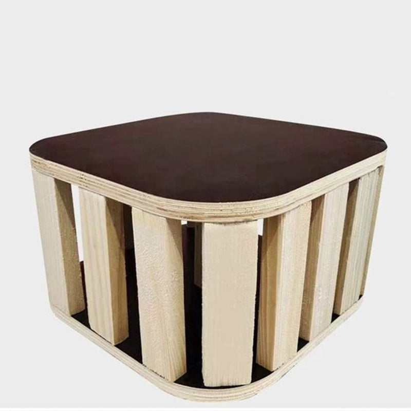 Mid-Century Modern Pouf Ottoman Faux Leather Upholstered Rectangle Ottoman with Chair Legs Clearhalo 'furn' 'furn_ottomans_poufs' 'Furniture' 'Living Room Furniture' 'Ottomans & Poufs' 'ottomans_poufs' 6425126