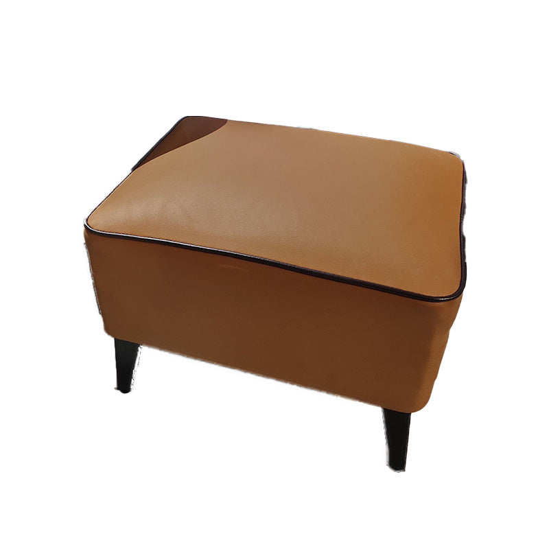 Mid-Century Modern Pouf Ottoman Faux Leather Upholstered Rectangle Ottoman with Chair Legs Orange 1 Piece Clearhalo 'furn' 'furn_ottomans_poufs' 'Furniture' 'Living Room Furniture' 'Ottomans & Poufs' 'ottomans_poufs' 6425127