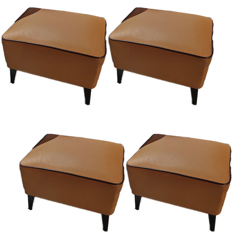 Mid-Century Modern Pouf Ottoman Faux Leather Upholstered Rectangle Ottoman with Chair Legs Orange 4 Piece Set Clearhalo 'furn' 'furn_ottomans_poufs' 'Furniture' 'Living Room Furniture' 'Ottomans & Poufs' 'ottomans_poufs' 6425131