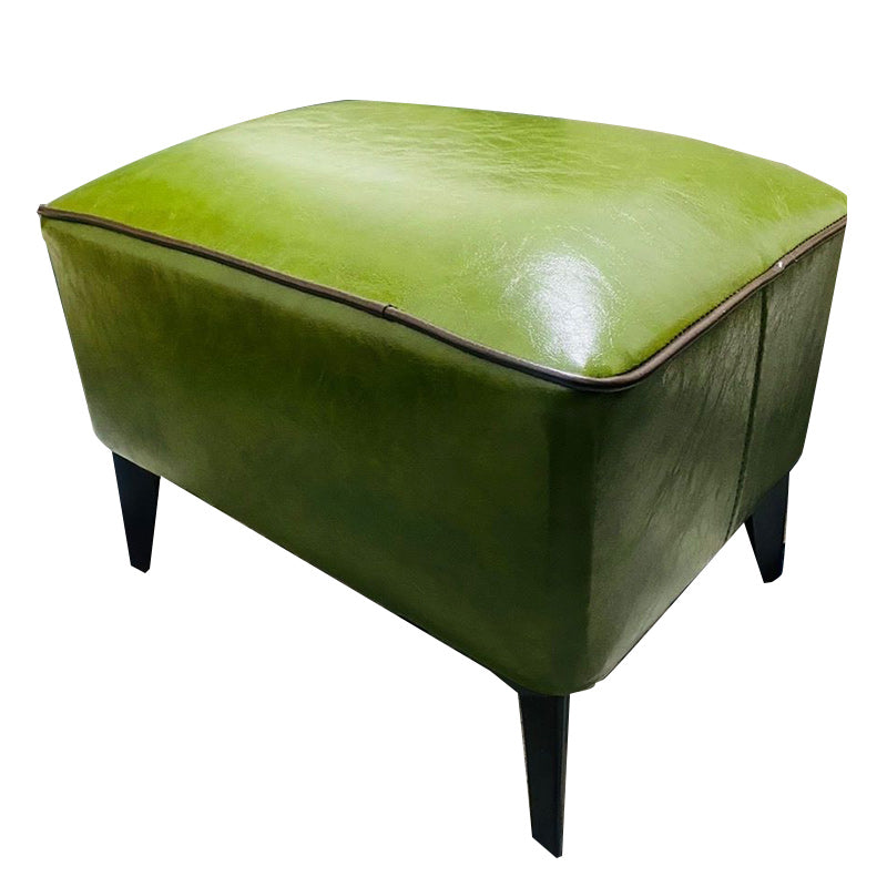 Mid-Century Modern Pouf Ottoman Faux Leather Upholstered Rectangle Ottoman with Chair Legs Green 1 Piece Clearhalo 'furn' 'furn_ottomans_poufs' 'Furniture' 'Living Room Furniture' 'Ottomans & Poufs' 'ottomans_poufs' 6425132