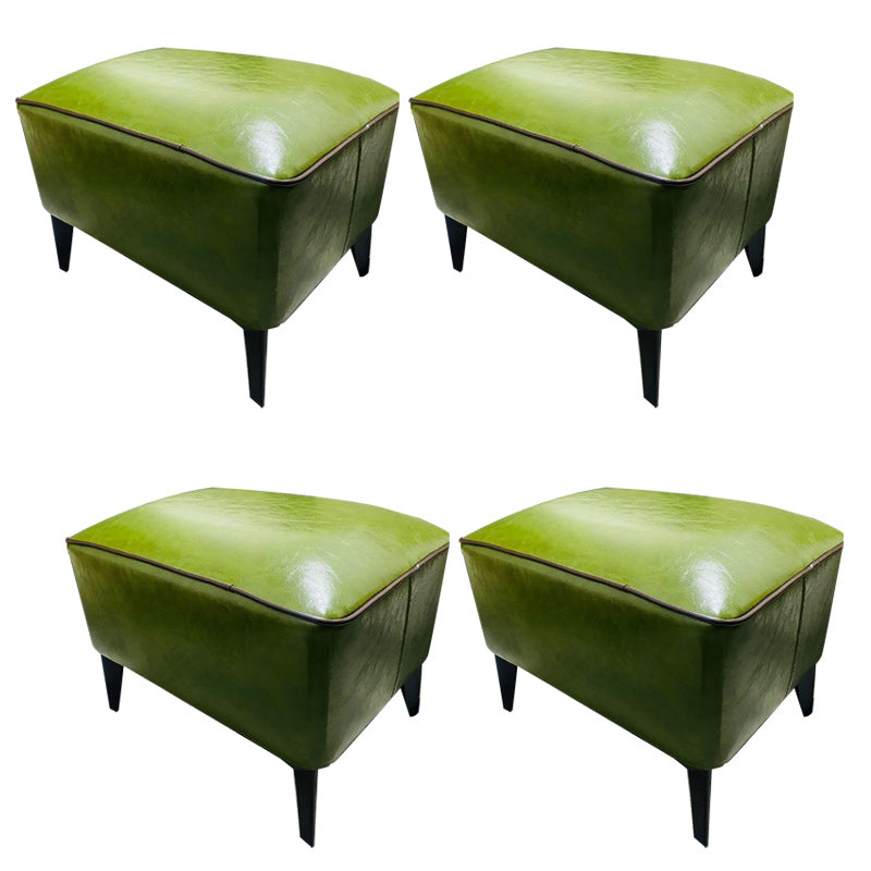 Mid-Century Modern Pouf Ottoman Faux Leather Upholstered Rectangle Ottoman with Chair Legs Green 4 Piece Set Clearhalo 'furn' 'furn_ottomans_poufs' 'Furniture' 'Living Room Furniture' 'Ottomans & Poufs' 'ottomans_poufs' 6425137