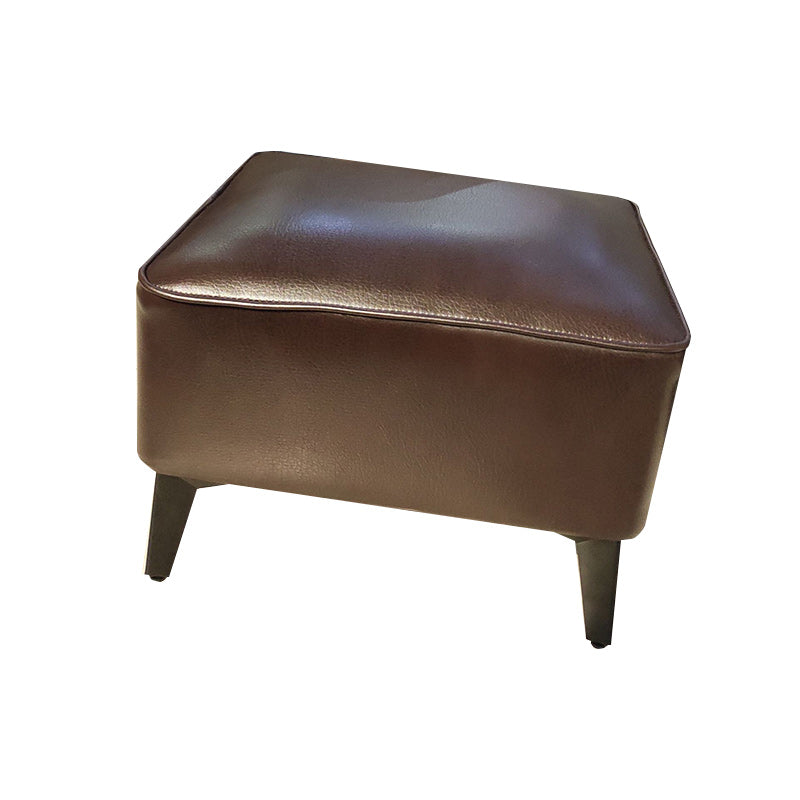 Mid-Century Modern Pouf Ottoman Faux Leather Upholstered Rectangle Ottoman with Chair Legs Brown 1 Piece Clearhalo 'furn' 'furn_ottomans_poufs' 'Furniture' 'Living Room Furniture' 'Ottomans & Poufs' 'ottomans_poufs' 6425138