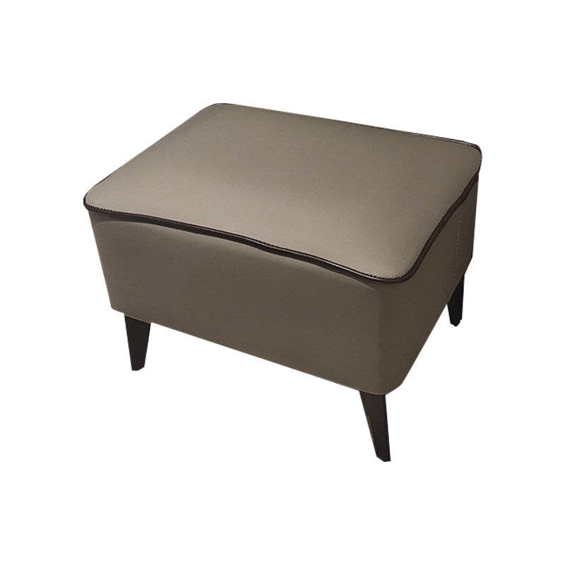 Mid-Century Modern Pouf Ottoman Faux Leather Upholstered Rectangle Ottoman with Chair Legs Dark Gray 1 Piece Clearhalo 'furn' 'furn_ottomans_poufs' 'Furniture' 'Living Room Furniture' 'Ottomans & Poufs' 'ottomans_poufs' 6425144
