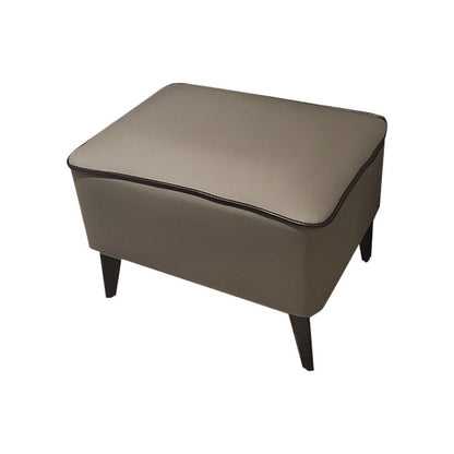 Mid-Century Modern Pouf Ottoman Faux Leather Upholstered Rectangle Ottoman with Chair Legs Dark Gray 1 Piece Clearhalo 'furn' 'furn_ottomans_poufs' 'Furniture' 'Living Room Furniture' 'Ottomans & Poufs' 'ottomans_poufs' 6425144