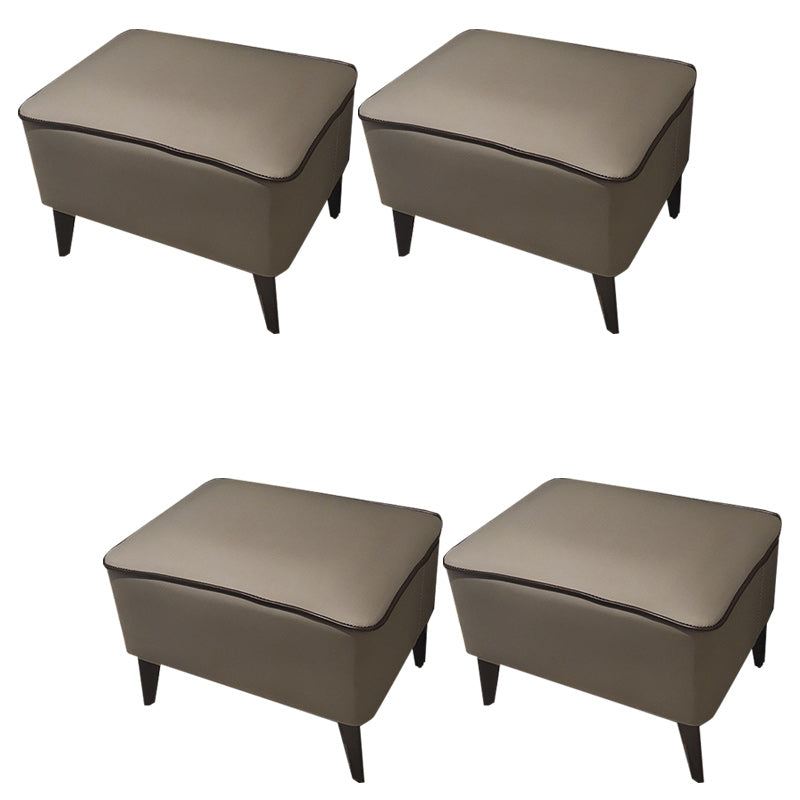 Mid-Century Modern Pouf Ottoman Faux Leather Upholstered Rectangle Ottoman with Chair Legs Dark Gray 4 Piece Set Clearhalo 'furn' 'furn_ottomans_poufs' 'Furniture' 'Living Room Furniture' 'Ottomans & Poufs' 'ottomans_poufs' 6425146