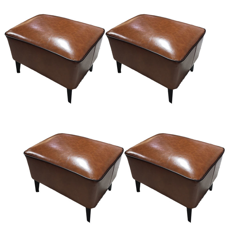 Mid-Century Modern Pouf Ottoman Faux Leather Upholstered Rectangle Ottoman with Chair Legs Tan 4 Piece Set Clearhalo 'furn' 'furn_ottomans_poufs' 'Furniture' 'Living Room Furniture' 'Ottomans & Poufs' 'ottomans_poufs' 6425149