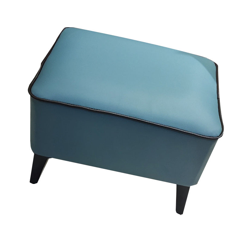 Mid-Century Modern Pouf Ottoman Faux Leather Upholstered Rectangle Ottoman with Chair Legs Light Blue 1 Piece Clearhalo 'furn' 'furn_ottomans_poufs' 'Furniture' 'Living Room Furniture' 'Ottomans & Poufs' 'ottomans_poufs' 6425150