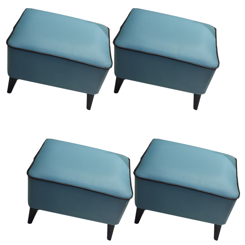 Mid-Century Modern Pouf Ottoman Faux Leather Upholstered Rectangle Ottoman with Chair Legs Light Blue 4 Piece Set Clearhalo 'furn' 'furn_ottomans_poufs' 'Furniture' 'Living Room Furniture' 'Ottomans & Poufs' 'ottomans_poufs' 6425152