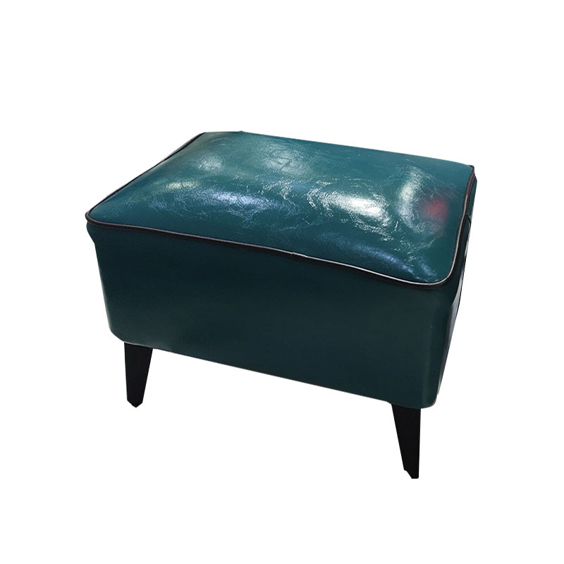 Mid-Century Modern Pouf Ottoman Faux Leather Upholstered Rectangle Ottoman with Chair Legs Dark Green 1 Piece Clearhalo 'furn' 'furn_ottomans_poufs' 'Furniture' 'Living Room Furniture' 'Ottomans & Poufs' 'ottomans_poufs' 6425153