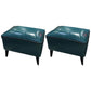 Mid-Century Modern Pouf Ottoman Faux Leather Upholstered Rectangle Ottoman with Chair Legs Dark Green 2 Piece Set Clearhalo 'furn' 'furn_ottomans_poufs' 'Furniture' 'Living Room Furniture' 'Ottomans & Poufs' 'ottomans_poufs' 6425154