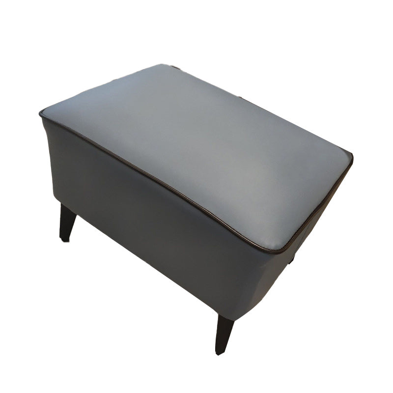 Mid-Century Modern Pouf Ottoman Faux Leather Upholstered Rectangle Ottoman with Chair Legs Blue Gray 1 Piece Clearhalo 'furn' 'furn_ottomans_poufs' 'Furniture' 'Living Room Furniture' 'Ottomans & Poufs' 'ottomans_poufs' 6425156