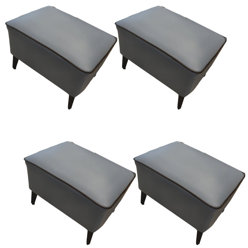 Mid-Century Modern Pouf Ottoman Faux Leather Upholstered Rectangle Ottoman with Chair Legs Blue Gray 4 Piece Set Clearhalo 'furn' 'furn_ottomans_poufs' 'Furniture' 'Living Room Furniture' 'Ottomans & Poufs' 'ottomans_poufs' 6425158