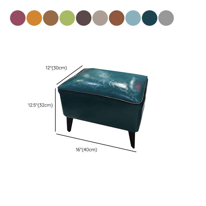 Mid-Century Modern Pouf Ottoman Faux Leather Upholstered Rectangle Ottoman with Chair Legs Clearhalo 'furn' 'furn_ottomans_poufs' 'Furniture' 'Living Room Furniture' 'Ottomans & Poufs' 'ottomans_poufs' 6425159