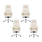 Contemporary White Leather Managers Chair Armless Upholstered Office Chair