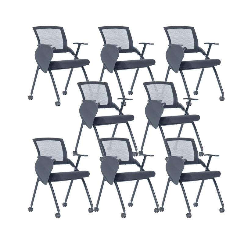 Contemporary Swivel Rolling Office Chair Mesh Arms Included Task Chair With Writing Pad 8 Piece Set Casters Included Clearhalo 'furn' 'furn_office_chair' 'Furniture' 'Office Chairs' 'Office Furniture' 'office_chair' 6425413