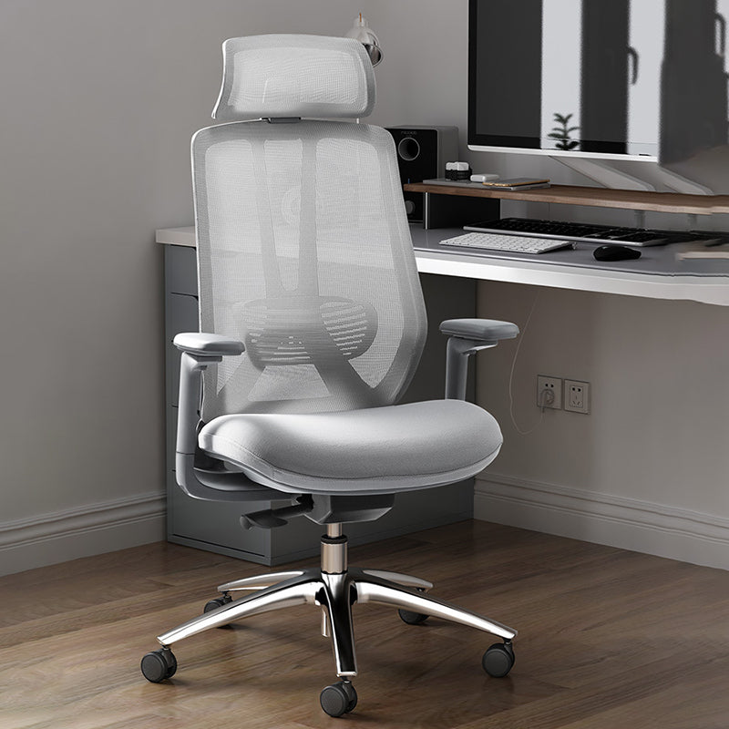 Mesh Swivel Ergonomic Chair Fixed Arms Adjustable Seat Height Office Chair Grey 1 Piece Metal Clearhalo 'furn' 'furn_office_chair' 'Furniture' 'Office Chairs' 'Office Furniture' 'office_chair' 6425480