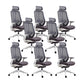 Mesh Swivel Ergonomic Chair Fixed Arms Adjustable Seat Height Office Chair White-Gray 8 Piece Set Nylon Clearhalo 'furn' 'furn_office_chair' 'Furniture' 'Office Chairs' 'Office Furniture' 'office_chair' 6425492