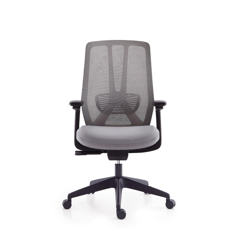 Mesh Swivel Ergonomic Chair Fixed Arms Adjustable Seat Height Office Chair Grey 1 Piece Nylon Clearhalo 'furn' 'furn_office_chair' 'Furniture' 'Office Chairs' 'Office Furniture' 'office_chair' 6425493