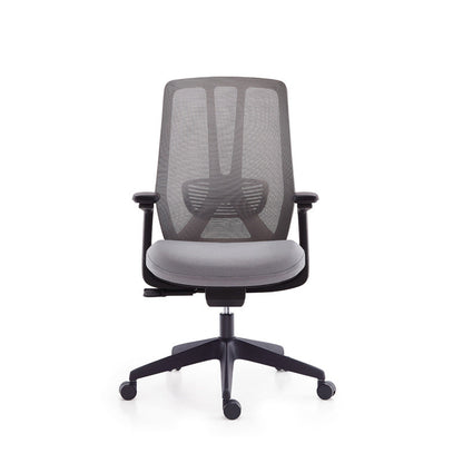 Mesh Swivel Ergonomic Chair Fixed Arms Adjustable Seat Height Office Chair Grey 1 Piece Nylon Clearhalo 'furn' 'furn_office_chair' 'Furniture' 'Office Chairs' 'Office Furniture' 'office_chair' 6425493