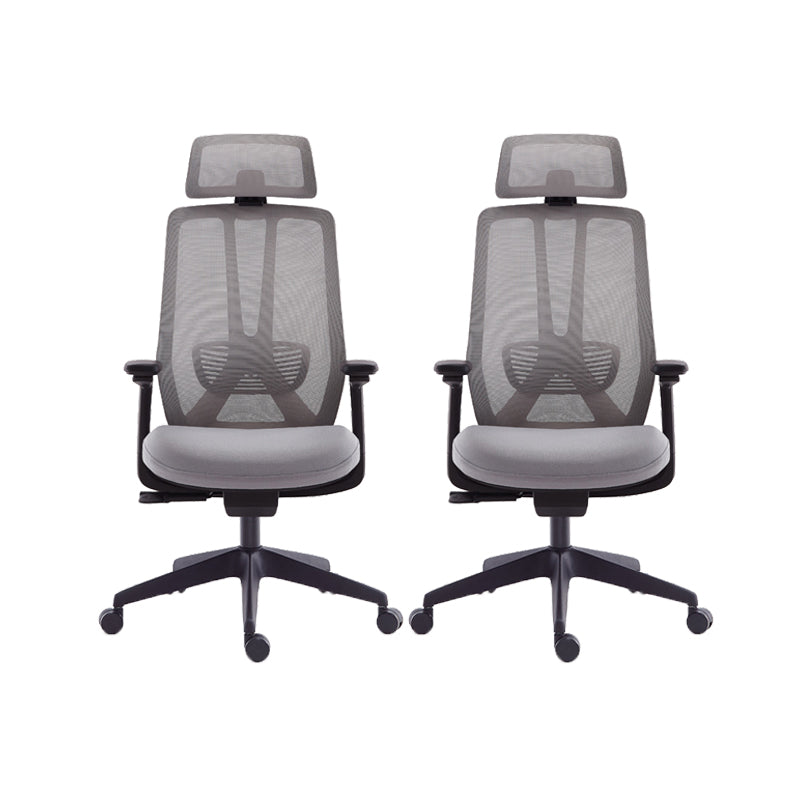 Mesh Swivel Ergonomic Chair Fixed Arms Adjustable Seat Height Office Chair Black-Gray 2 Piece Set Nylon Clearhalo 'furn' 'furn_office_chair' 'Furniture' 'Office Chairs' 'Office Furniture' 'office_chair' 6425501