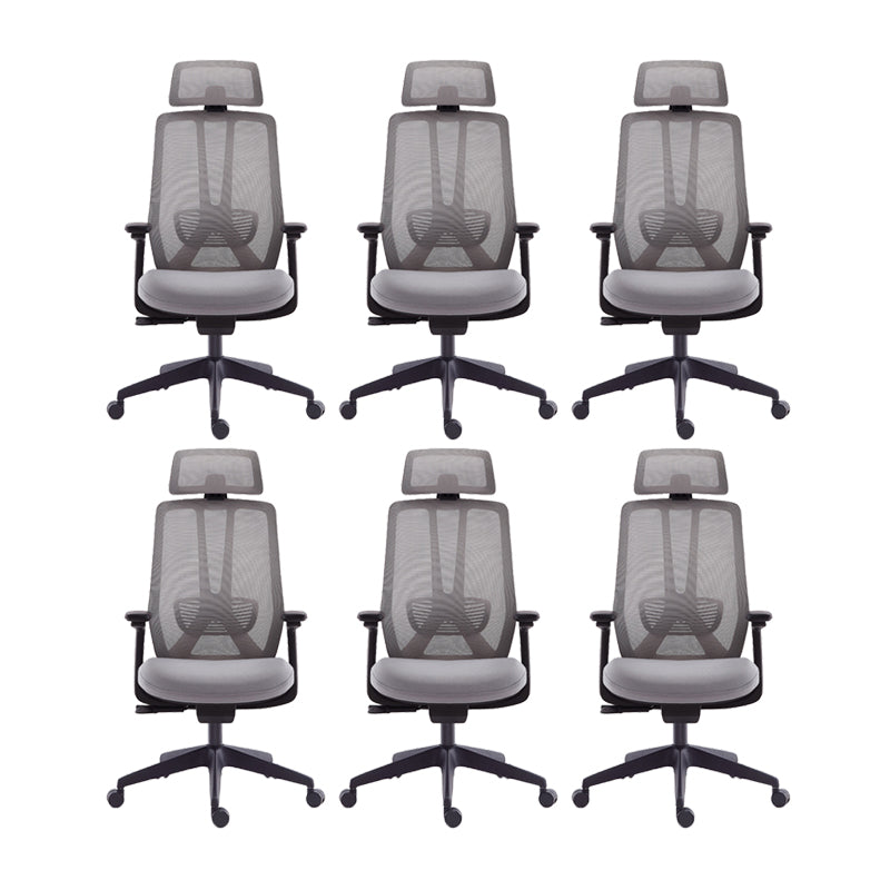 Mesh Swivel Ergonomic Chair Fixed Arms Adjustable Seat Height Office Chair Black-Gray 6 Piece Set Nylon Clearhalo 'furn' 'furn_office_chair' 'Furniture' 'Office Chairs' 'Office Furniture' 'office_chair' 6425503