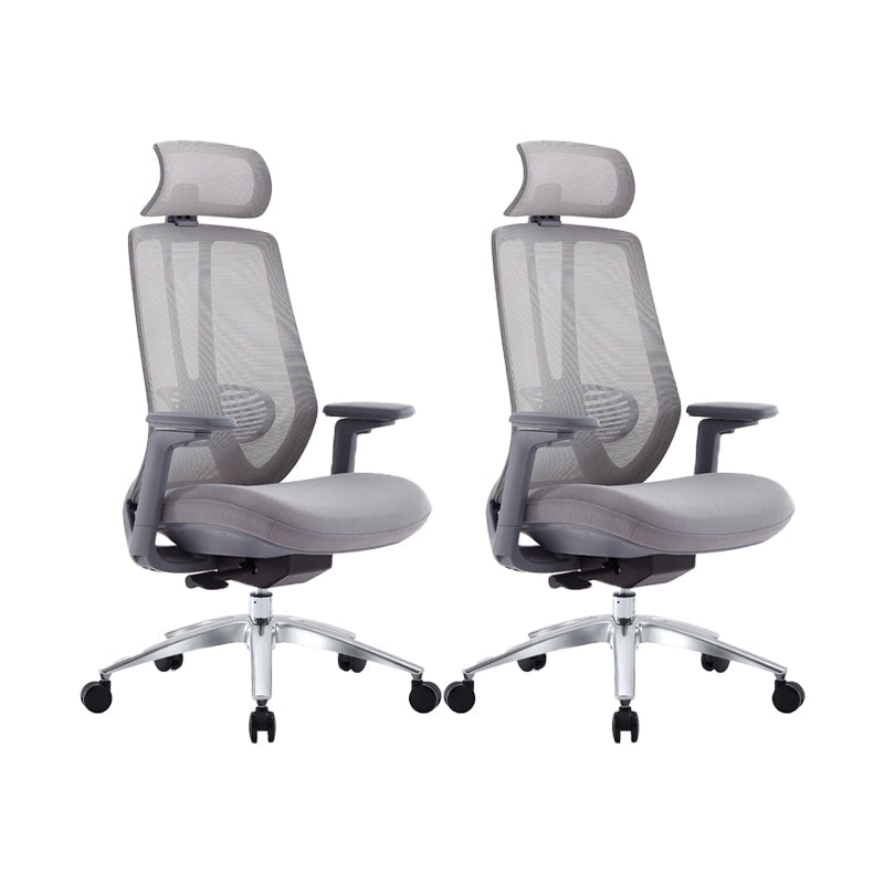 Mesh Swivel Ergonomic Chair Fixed Arms Adjustable Seat Height Office Chair Grey 2 Piece Set Metal Clearhalo 'furn' 'furn_office_chair' 'Furniture' 'Office Chairs' 'Office Furniture' 'office_chair' 6425505