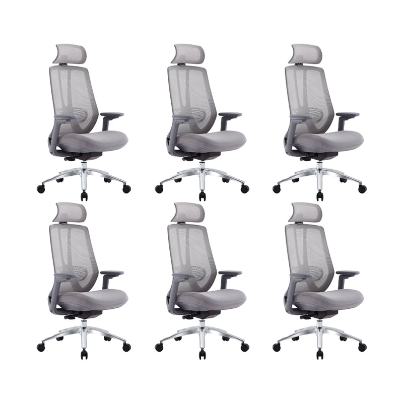 Mesh Swivel Ergonomic Chair Fixed Arms Adjustable Seat Height Office Chair Grey 6 Piece Set Metal Clearhalo 'furn' 'furn_office_chair' 'Furniture' 'Office Chairs' 'Office Furniture' 'office_chair' 6425507