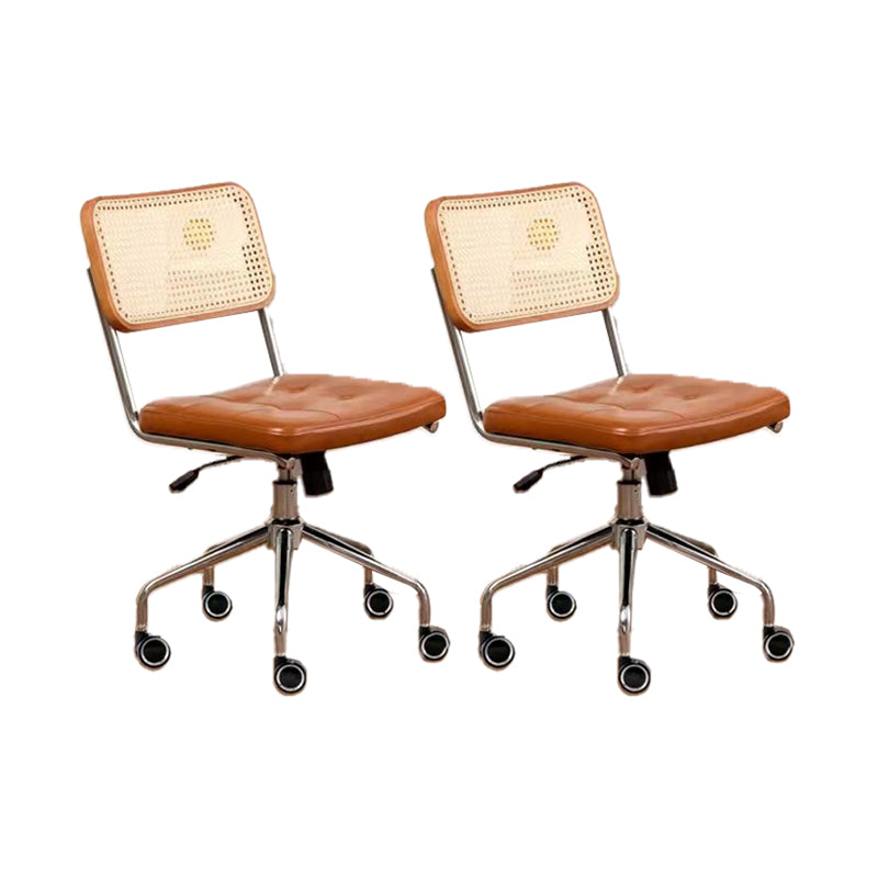 Modern Style Swivel Chair Low Back Home Office Chair with Wheels Yellow Armless 2 Piece Set Clearhalo 'furn' 'furn_office_chair' 'Furniture' 'Office Chairs' 'Office Furniture' 'office_chair' 6425522
