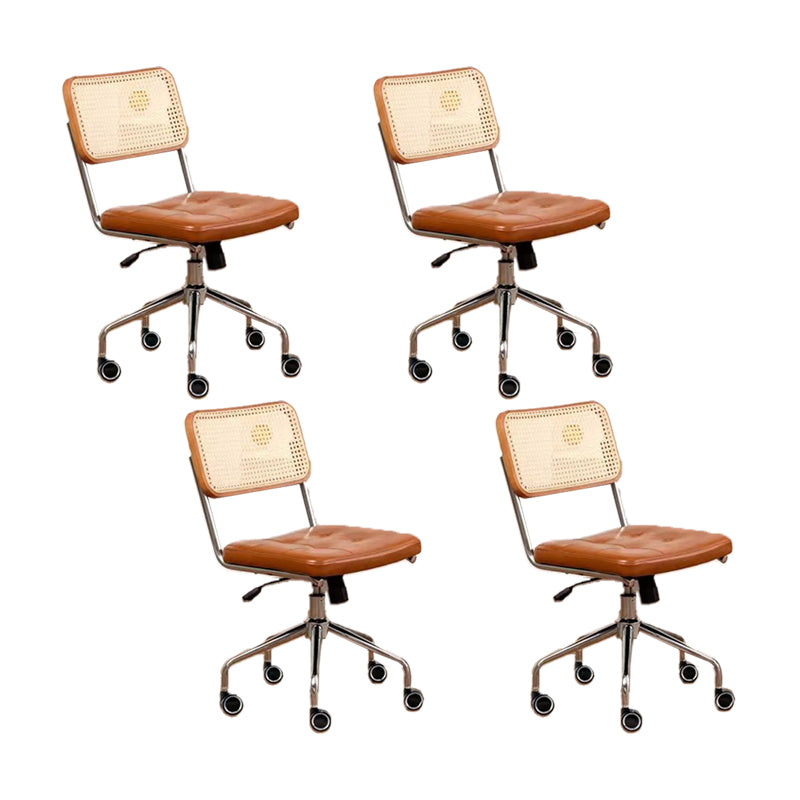 Modern Style Swivel Chair Low Back Home Office Chair with Wheels Yellow Armless 4 Piece Set Clearhalo 'furn' 'furn_office_chair' 'Furniture' 'Office Chairs' 'Office Furniture' 'office_chair' 6425524