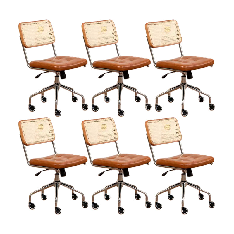 Modern Style Swivel Chair Low Back Home Office Chair with Wheels Yellow Armless 6 Piece Set Clearhalo 'furn' 'furn_office_chair' 'Furniture' 'Office Chairs' 'Office Furniture' 'office_chair' 6425525