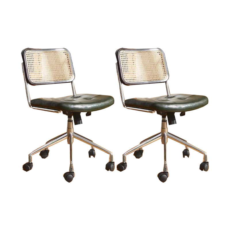 Modern Style Swivel Chair Low Back Home Office Chair with Wheels Green Armless 2 Piece Set Clearhalo 'furn' 'furn_office_chair' 'Furniture' 'Office Chairs' 'Office Furniture' 'office_chair' 6425539