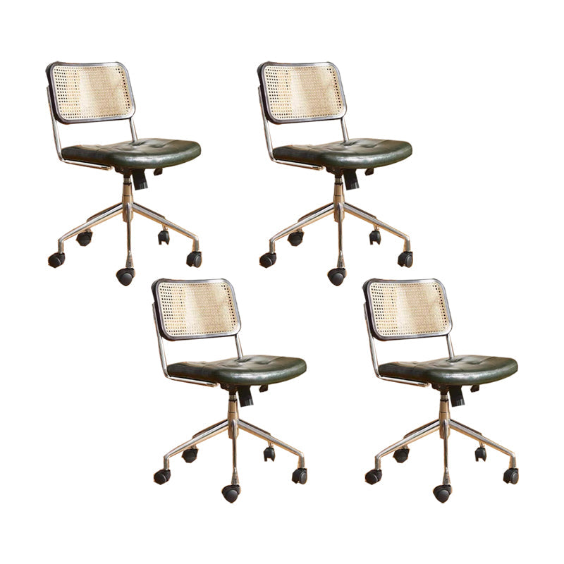 Modern Style Swivel Chair Low Back Home Office Chair with Wheels Green Armless 4 Piece Set Clearhalo 'furn' 'furn_office_chair' 'Furniture' 'Office Chairs' 'Office Furniture' 'office_chair' 6425540