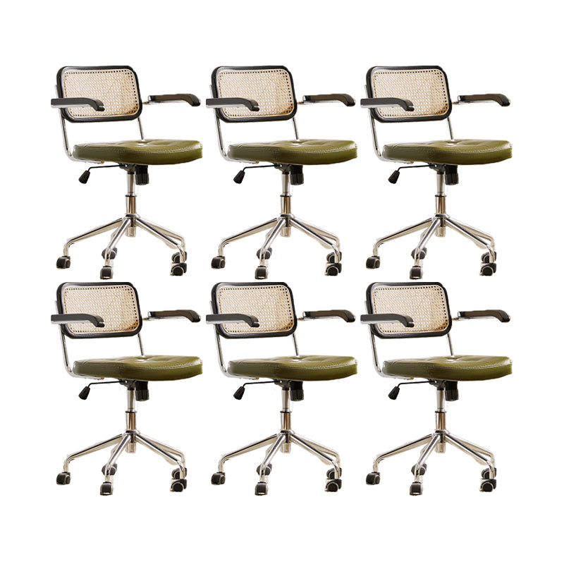 Modern Style Swivel Chair Low Back Home Office Chair with Wheels Green With Arms 6 Piece Set Clearhalo 'furn' 'furn_office_chair' 'Furniture' 'Office Chairs' 'Office Furniture' 'office_chair' 6425545