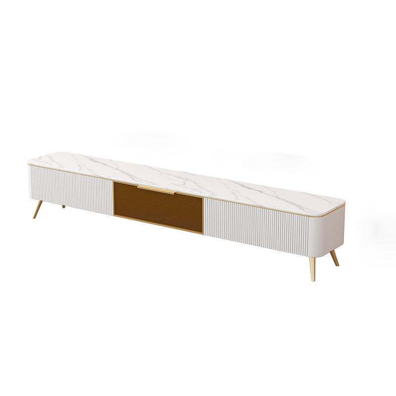 Glam Style TV Stand White Colour Enclosed Storage TV Console with Cabinet Stone Clearhalo 'furn' 'furn_tv_stands_entertainment_centers' 'Furniture' 'Living Room Furniture' 'TV Stands & Entertainment Centers' 'TV Stands & Media Storage Furniture' 'tv_stands_entertainment_centers' 6426013