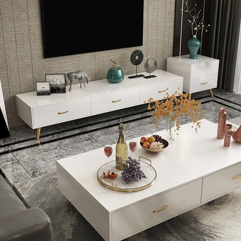 Glam Style TV Stand White Colour Enclosed Storage TV Console with Cabinet Clearhalo 'furn' 'furn_tv_stands_entertainment_centers' 'Furniture' 'Living Room Furniture' 'TV Stands & Entertainment Centers' 'TV Stands & Media Storage Furniture' 'tv_stands_entertainment_centers' 6426016