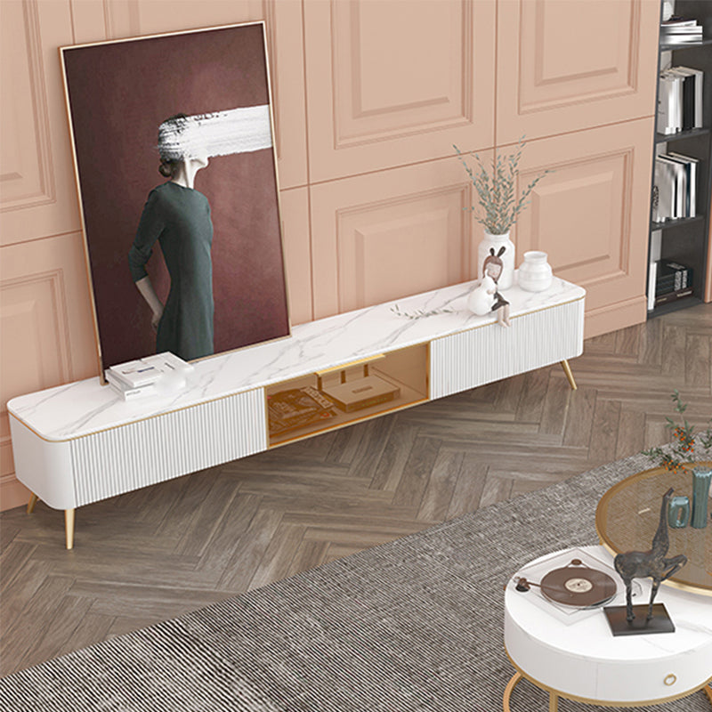 Glam Style TV Stand White Colour Enclosed Storage TV Console with Cabinet Clearhalo 'furn' 'furn_tv_stands_entertainment_centers' 'Furniture' 'Living Room Furniture' 'TV Stands & Entertainment Centers' 'TV Stands & Media Storage Furniture' 'tv_stands_entertainment_centers' 6426022
