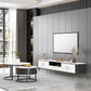 Glam Style TV Stand White Colour Stone TV Console with Open Storage Clearhalo 'furn' 'furn_tv_stands_entertainment_centers' 'Furniture' 'Living Room Furniture' 'TV Stands & Entertainment Centers' 'TV Stands & Media Storage Furniture' 'tv_stands_entertainment_centers' 6426046